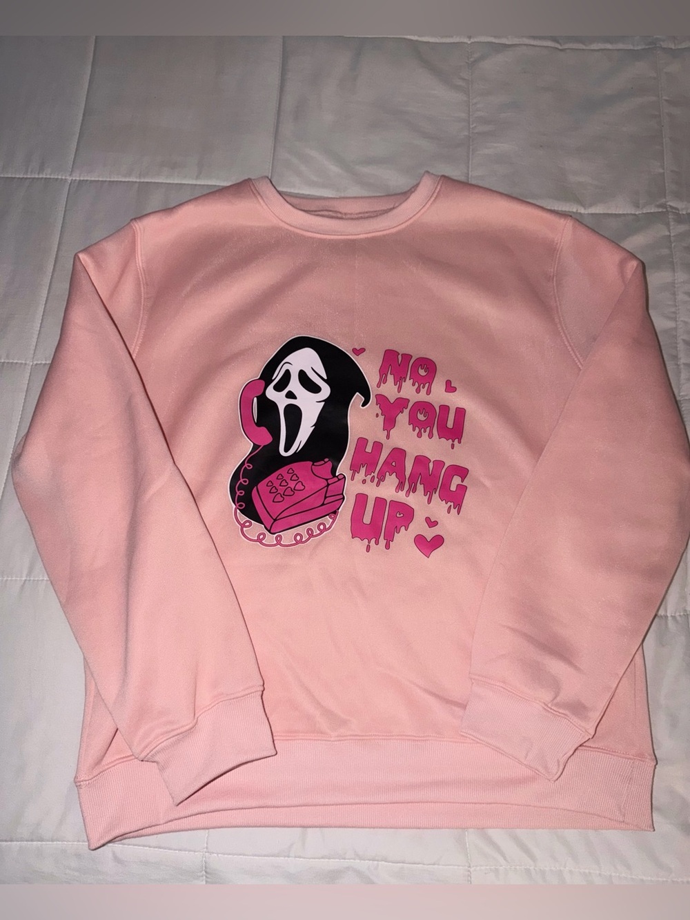 No You Hang Up Pink Scream Graphic Crewneck Sweatshirt - 1X